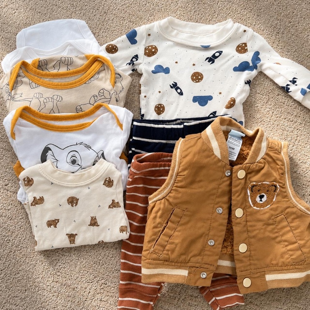 3 month Baby Boy Fall Bundle | 8 Pieces | Orange + Navy
